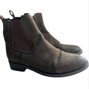 Thursday Boot Co Duchess Chelsea Olive Brown Suede Pull On Ankle Boots 7.5